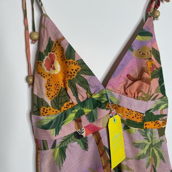 NEW Farm Rio Pink and Purple Tropical Print Midi Dress, Medium M. - Picture 4 of 10